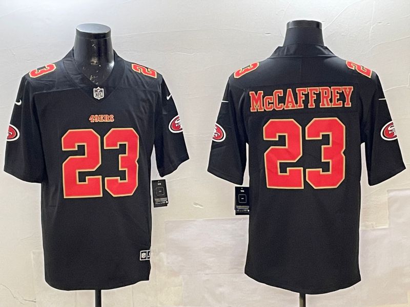 Men San Francisco 49ers #23 Mccaffrey Black gold Fashion 2025 Nike Limited NFL Jersey style 1